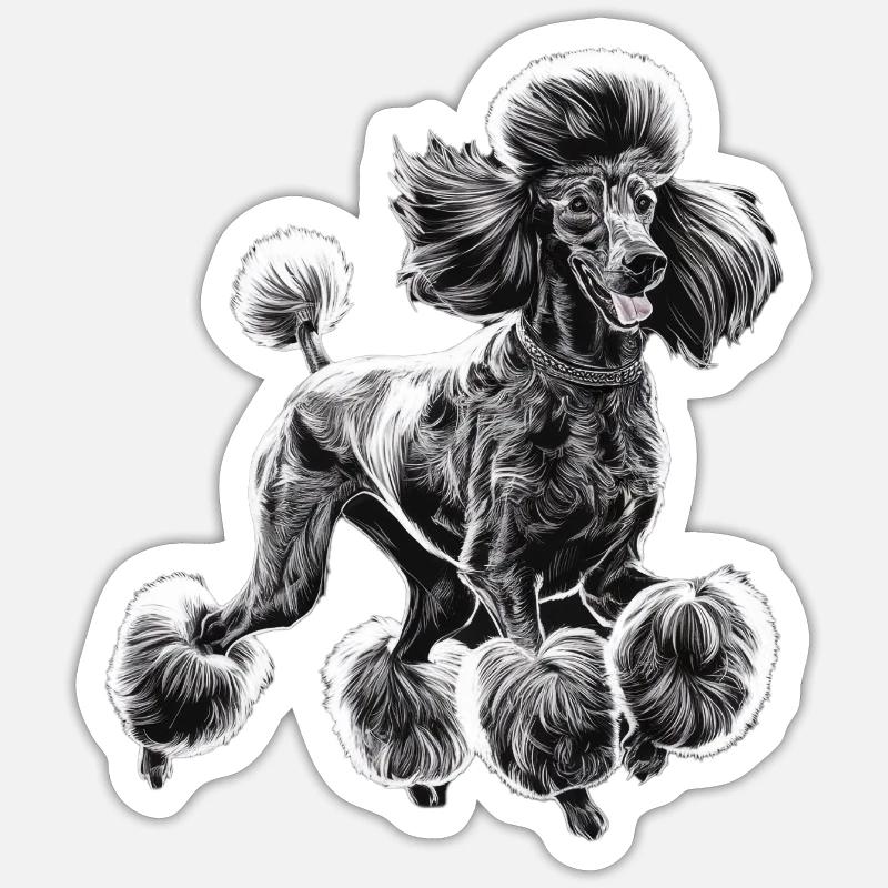 Caniche Diva - Sticker taille S (10 x 10 cm) - blanc mat