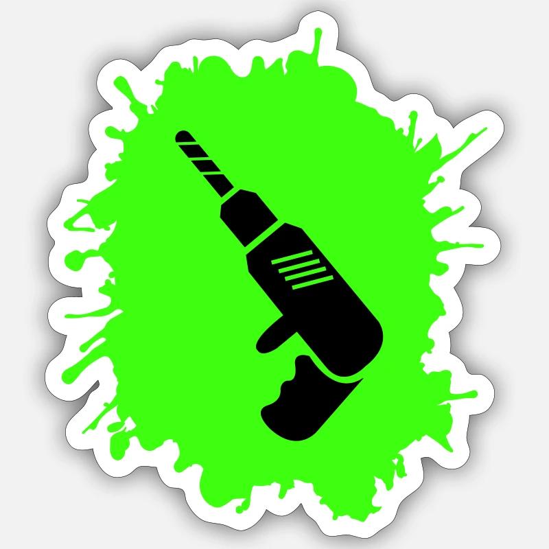 bohrmaschine klecks handwerker - Sticker Größe S (10 x 10 cm) - Mattweiß