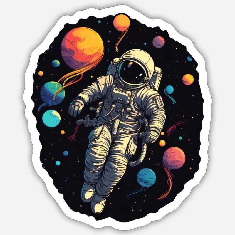 Astronaute dans l’espace - Sticker taille S (10 x 10 cm) - blanc mat