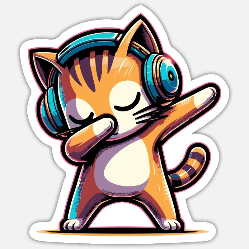 Dabbing Cat - Sticker size S (10 x 10 cm) - white matte