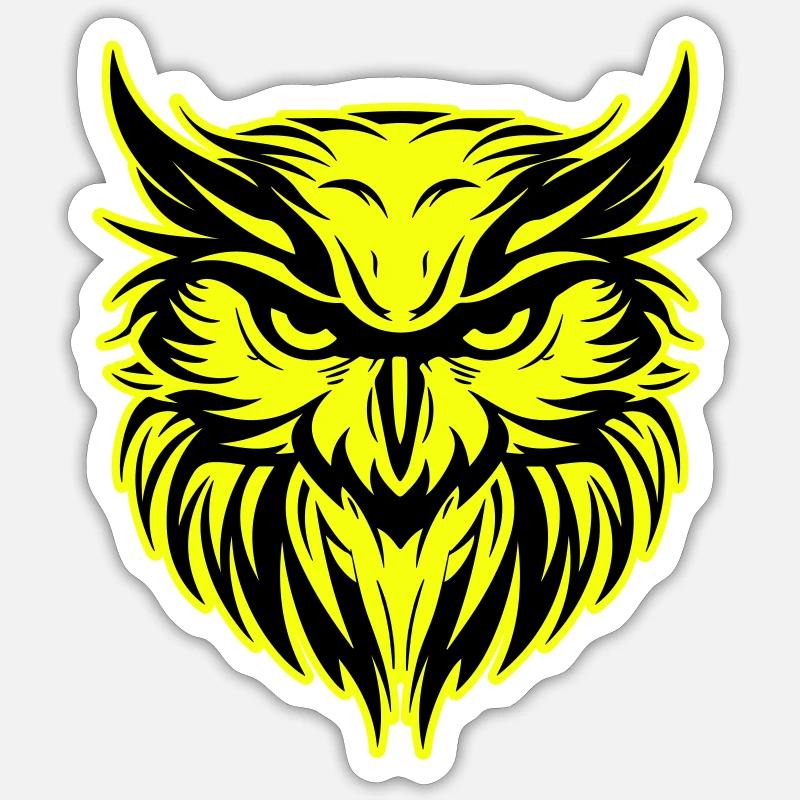 Eule Kopf Porträt Symbol - Sticker Größe S (10 x 10 cm) - Mattweiß