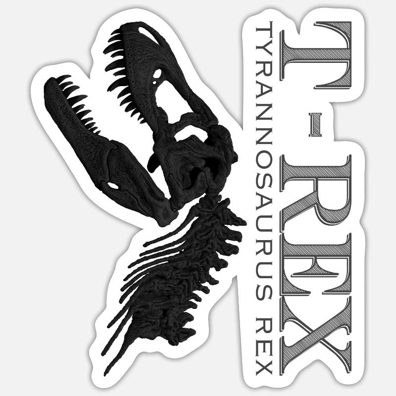 T-Rex Schädel black - Sticker Größe S (10 x 10 cm) - Mattweiß