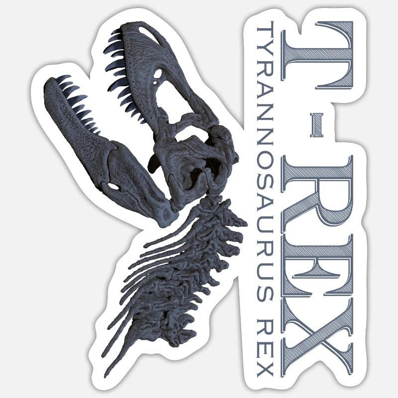 T-Rex Crâne gris - Sticker taille S (10 x 10 cm) - blanc mat