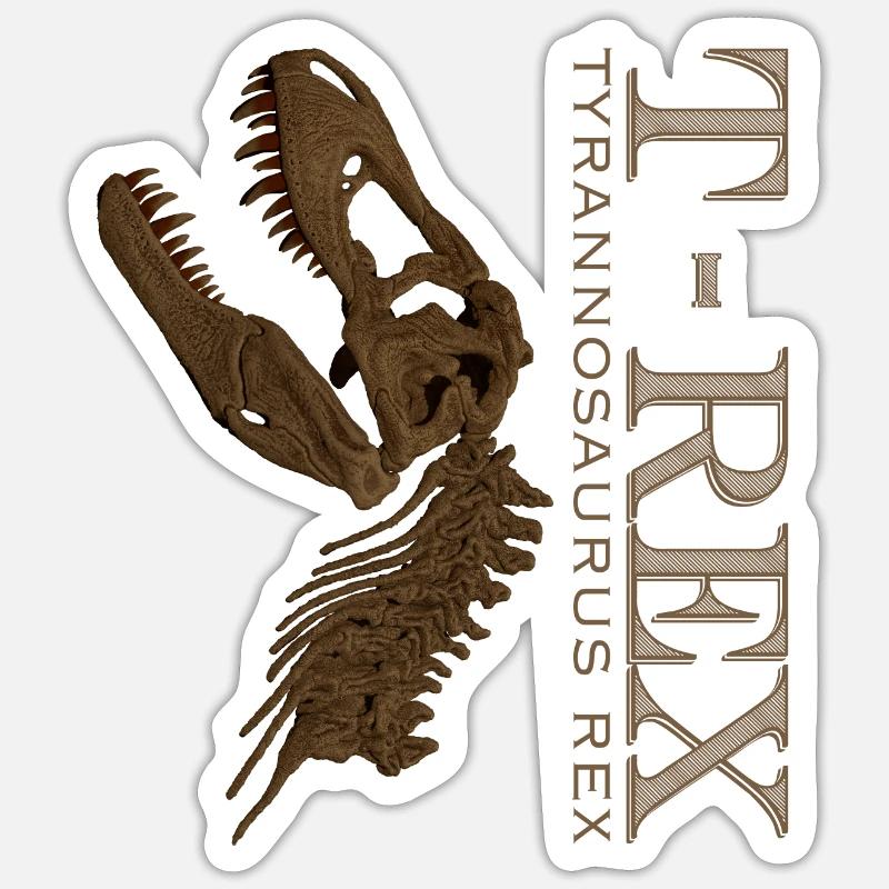T-Rex Schädel brown - Sticker Größe S (10 x 10 cm) - Mattweiß