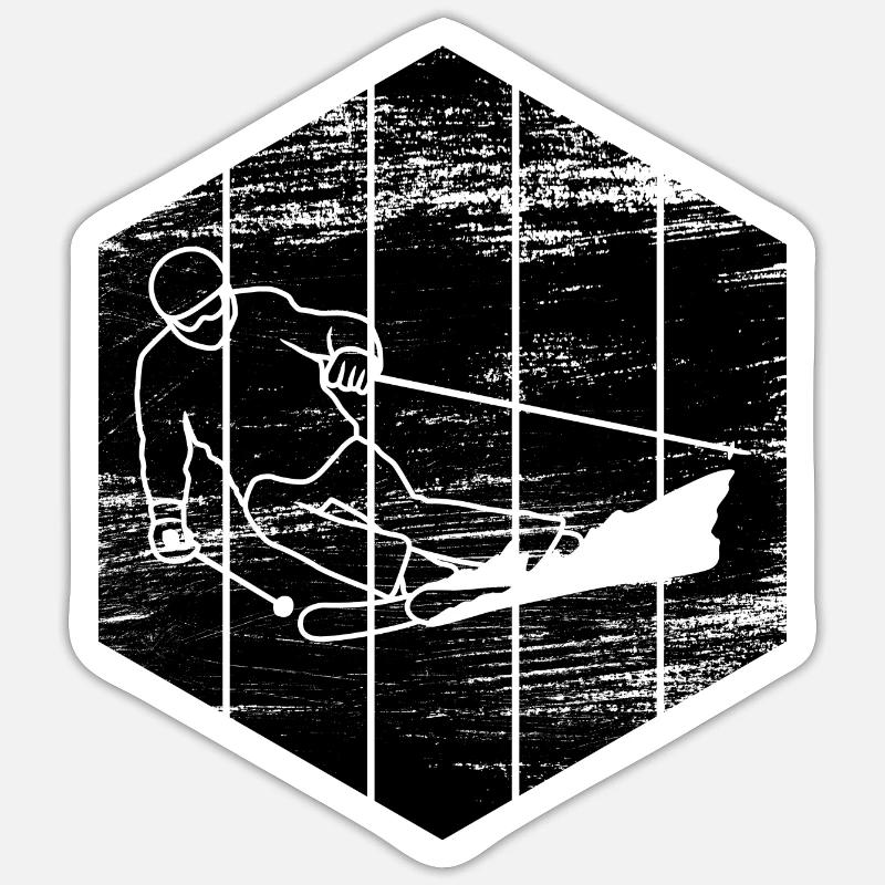 Funny Skier Sketch - Sticker size S (10 x 10 cm) - white matte