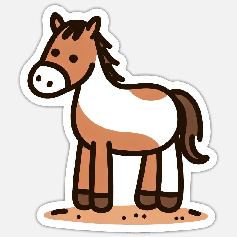 Glückliches Strichmännchen-Pferd - Sticker Größe S (10 x 10 cm) - Mattweiß