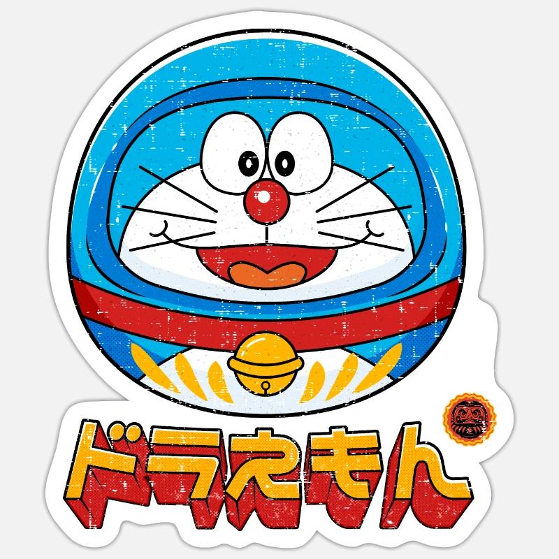 DORAEMON DARUMA - Sticker taille S (10 x 10 cm) - blanc mat
