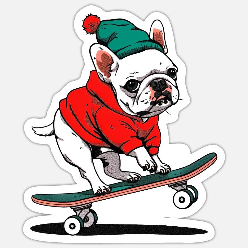 Skate Pug - Sticker size S (10 x 10 cm) - white matte