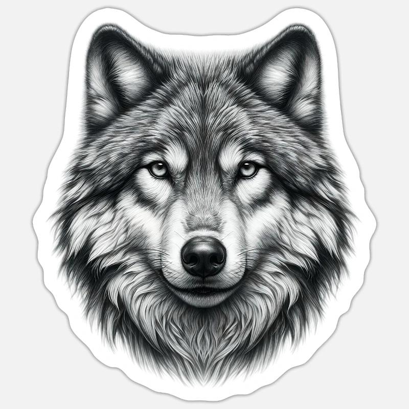 Wolf - Sticker Größe S (10 x 10 cm) - Mattweiß