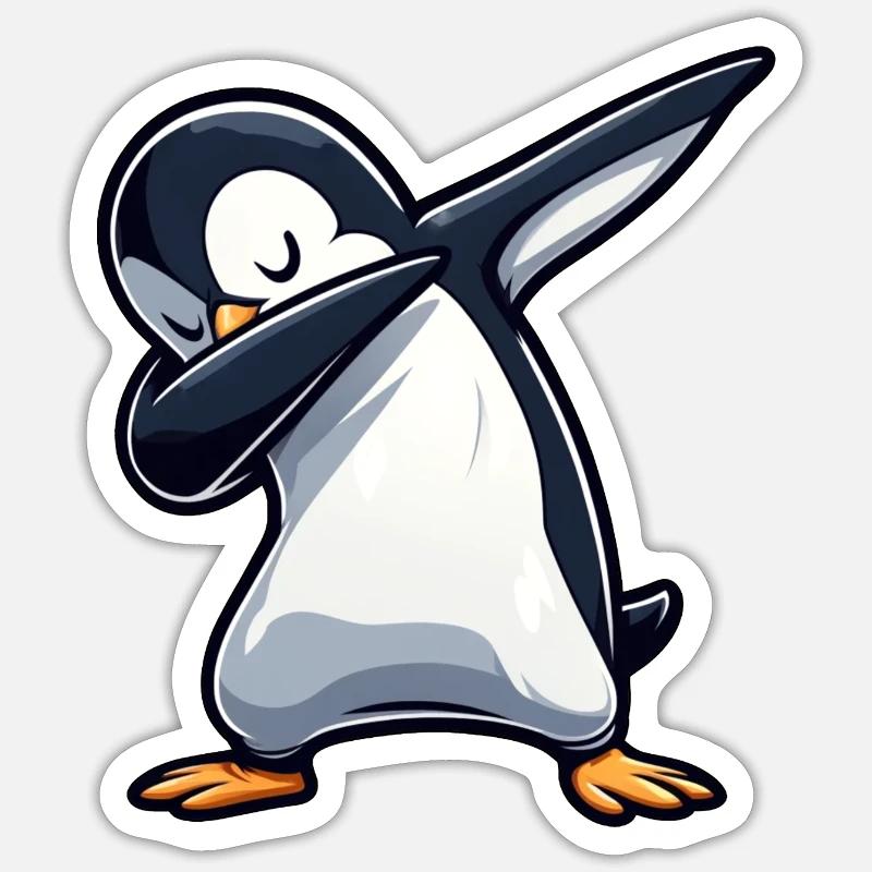 Cooler Pinguin Dabbing Tanzen Entspannt Spass - Sticker størrelse S (10 x 10 cm) - mat hvid