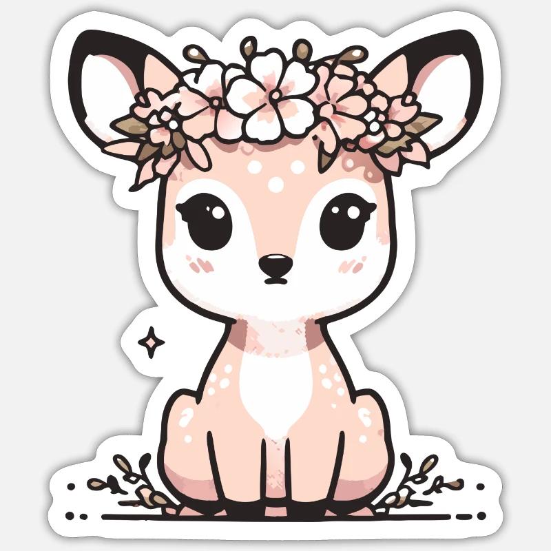 süßes Reh - Sticker Größe S (10 x 10 cm) - Mattweiß