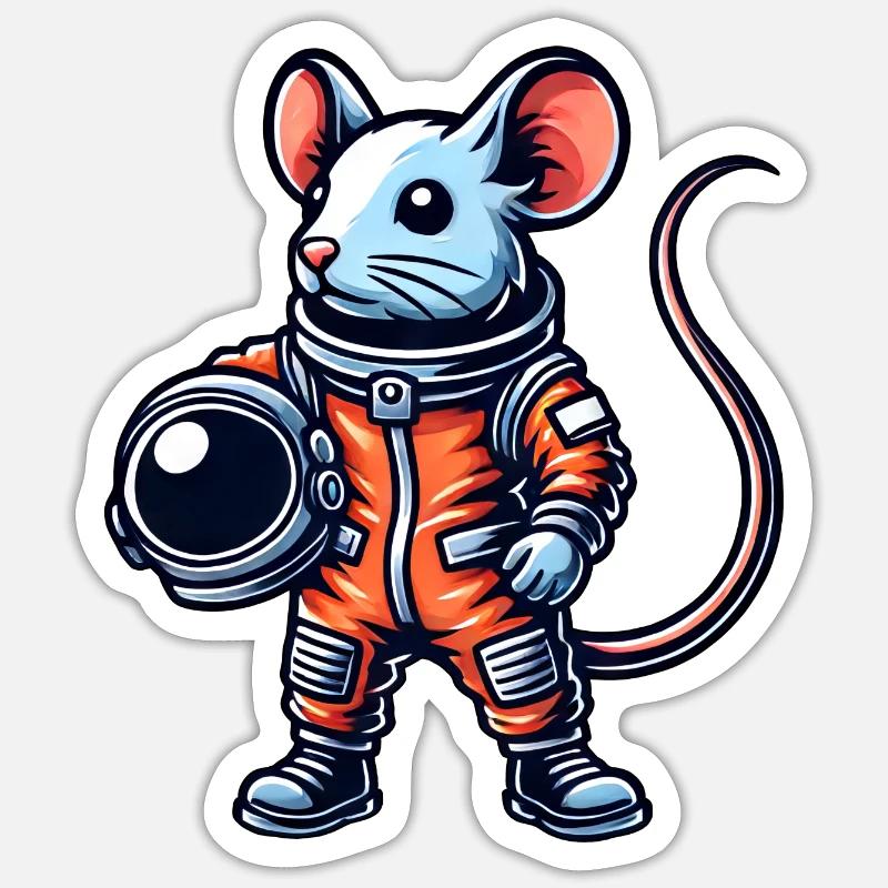 Mouse Astronaut Space Universe Sci-Fi Cartoon Sticker size S (10 x 10 cm)