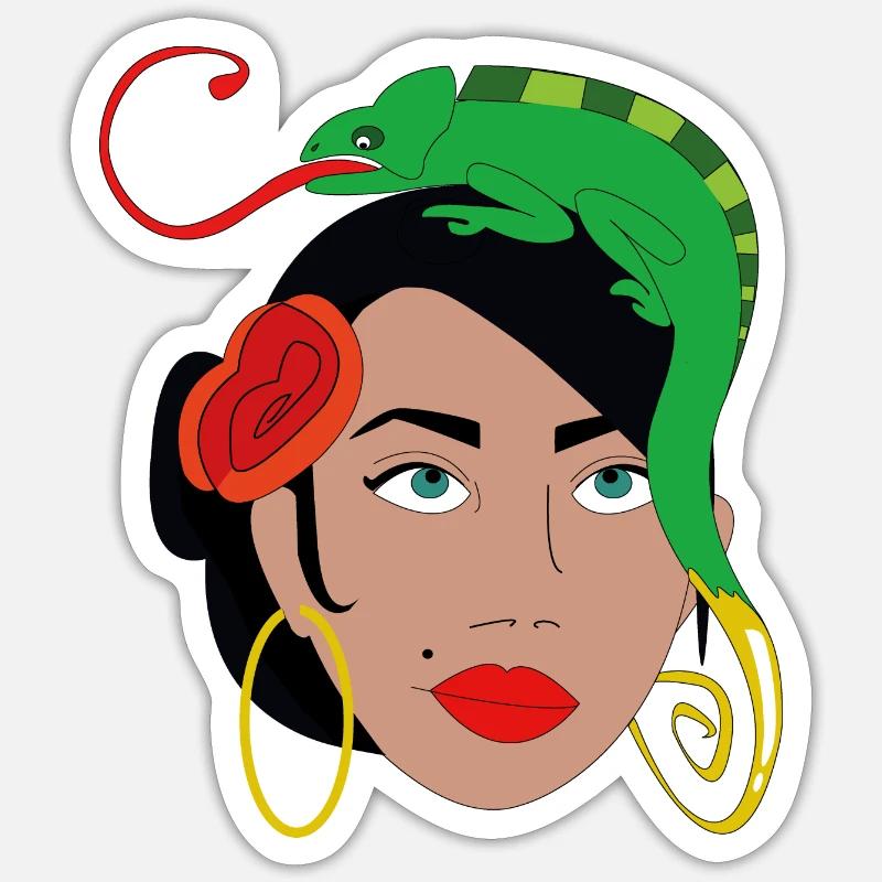 Chamäleon-Mädchen - Sticker Größe S (10 x 10 cm) - Mattweiß