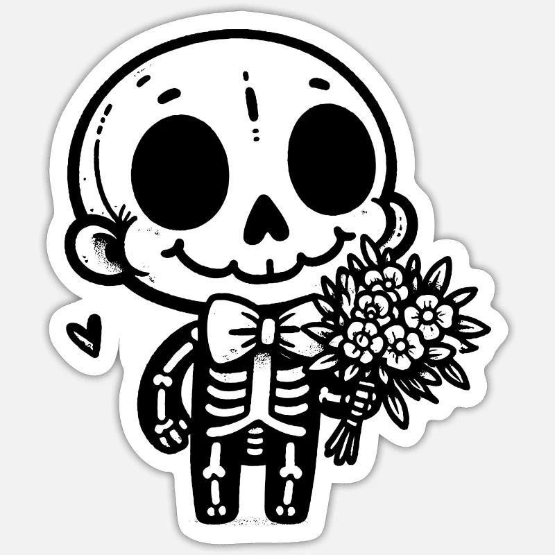 Skeleton & Flowers - Sticker size S (10 x 10 cm) - white matte