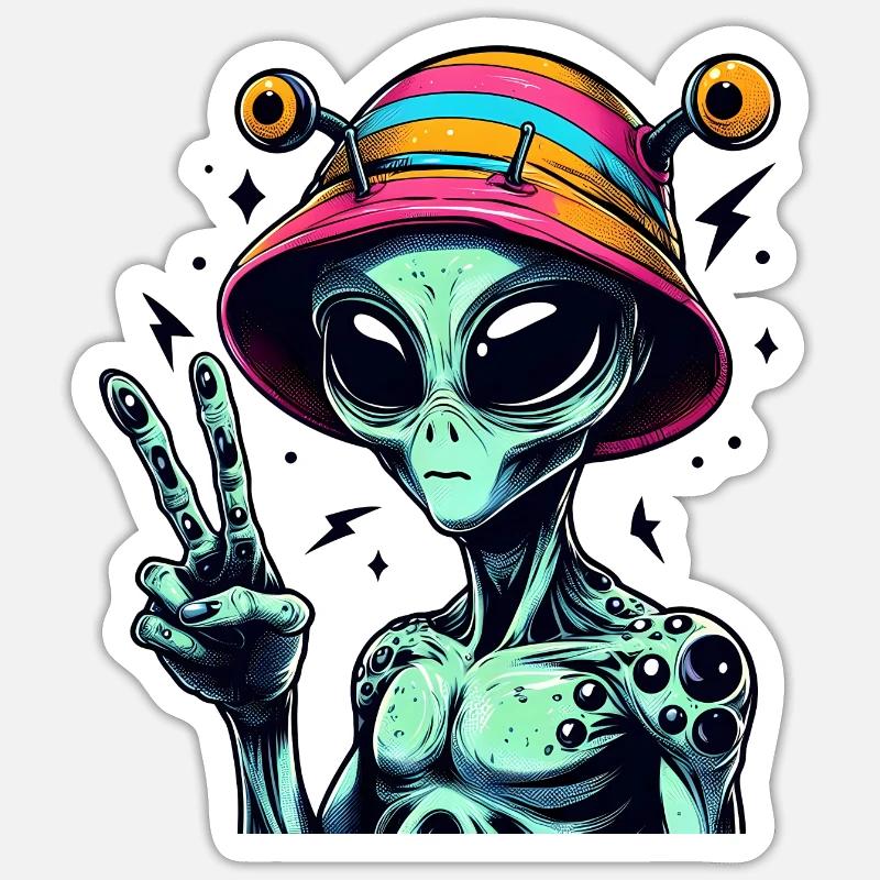 Alien Shows Peace Sticker size S (10 x 10 cm)