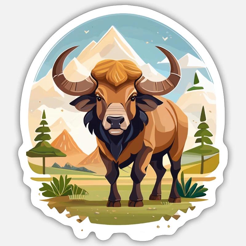 Buffle - Sticker taille S (10 x 10 cm) - blanc mat