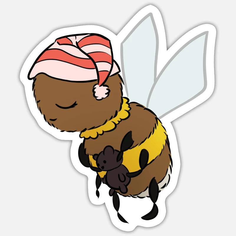 Bébé bourdon endormi - Sticker taille S (10 x 10 cm) - blanc mat
