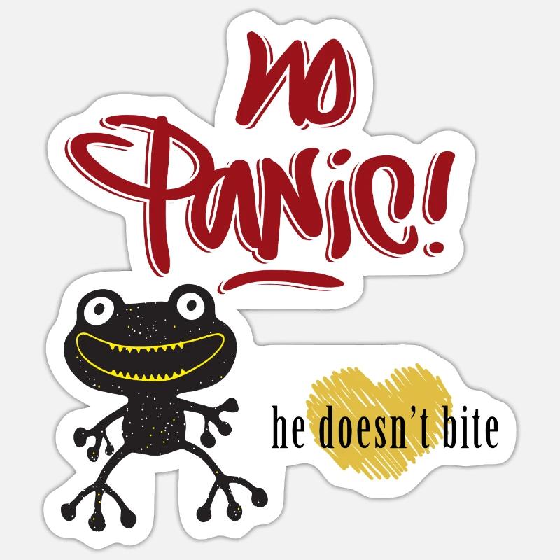 No Panic, he doesn't bite, Frosch - Sticker Größe S (10 x 10 cm) - Mattweiß