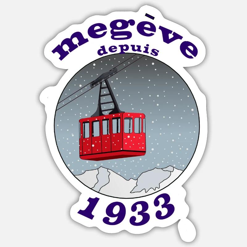 Montagnes enneigées - Sticker taille S (10 x 10 cm) - blanc mat