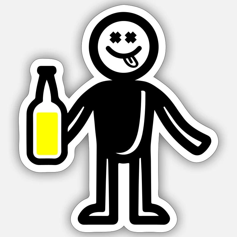 Silhouette buvant de la bière Sticker taille S (10 x 10 cm)