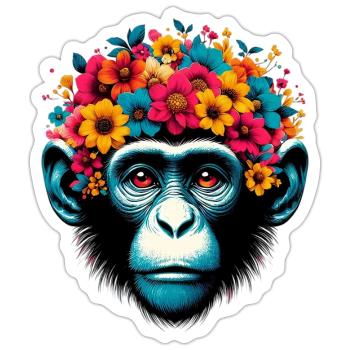 Singe - Sticker taille S (10 x 10 cm) - blanc mat - Devant