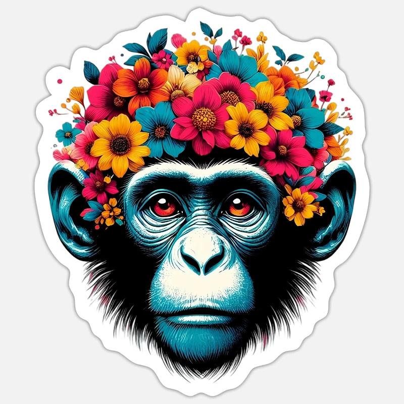 Monkey - Sticker size S (10 x 10 cm) - white matte