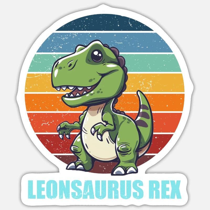 Leonsaurus Rex Geschenkidee für Leon Sticker Größe S (10 x 10 cm)