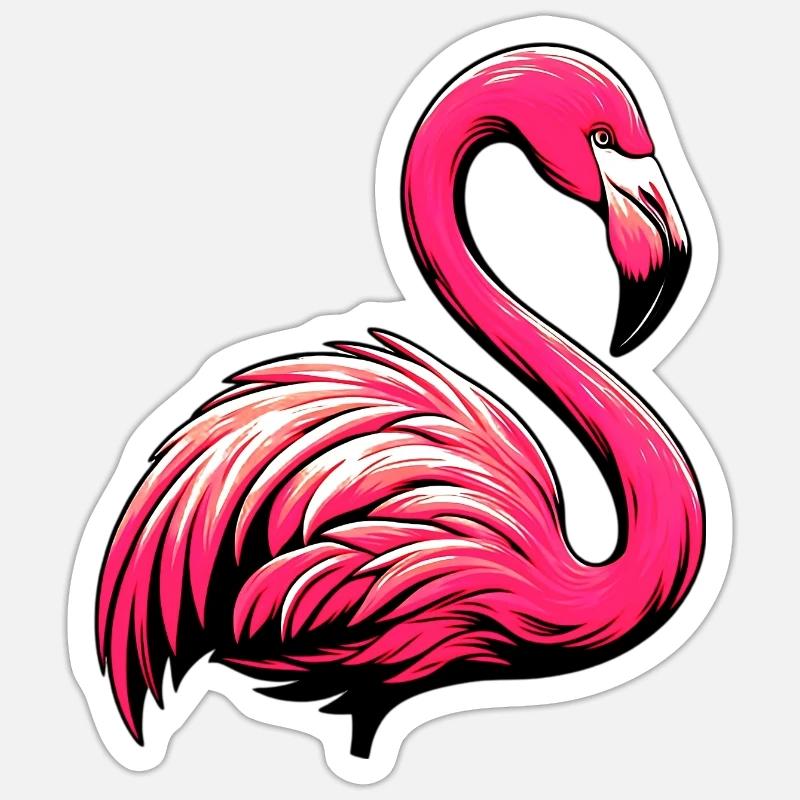 Flamant - Sticker taille S (10 x 10 cm) - blanc mat