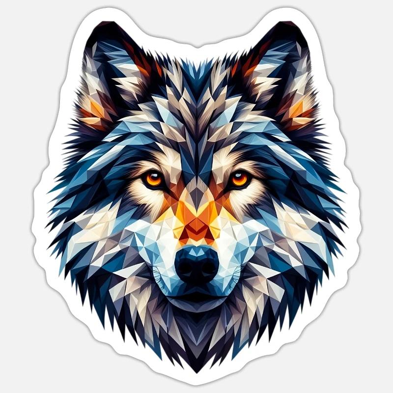 Polygonaler Wolf Sticker Größe S (10 x 10 cm)