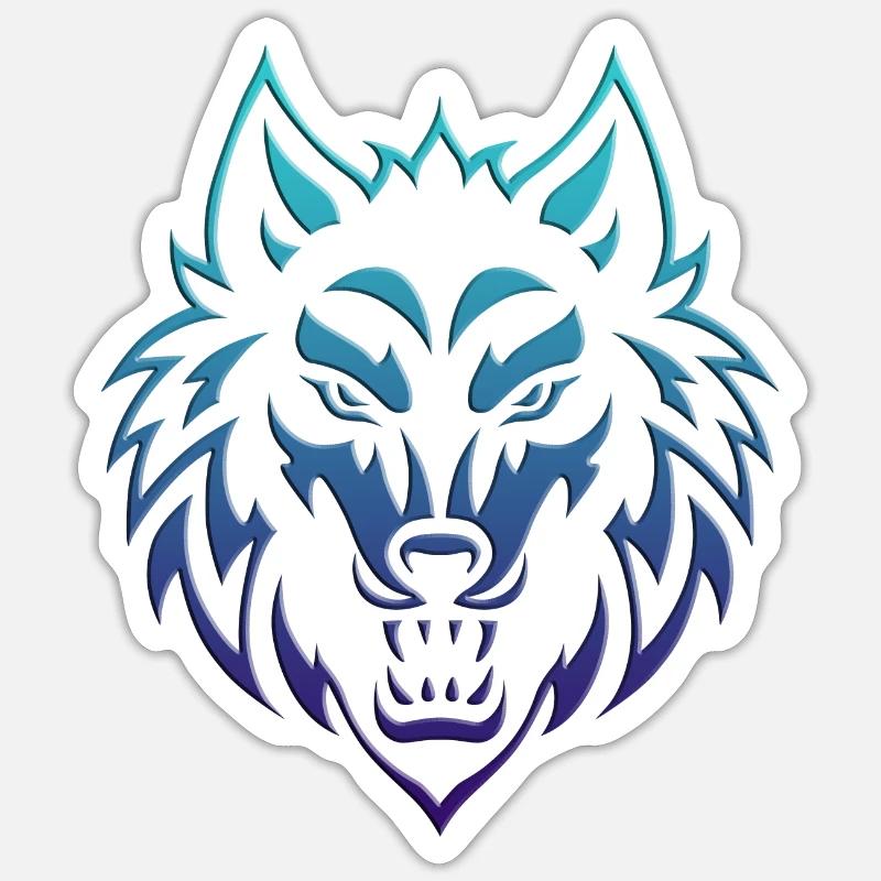 Loup 2024 02 - Sticker taille S (10 x 10 cm) - blanc mat