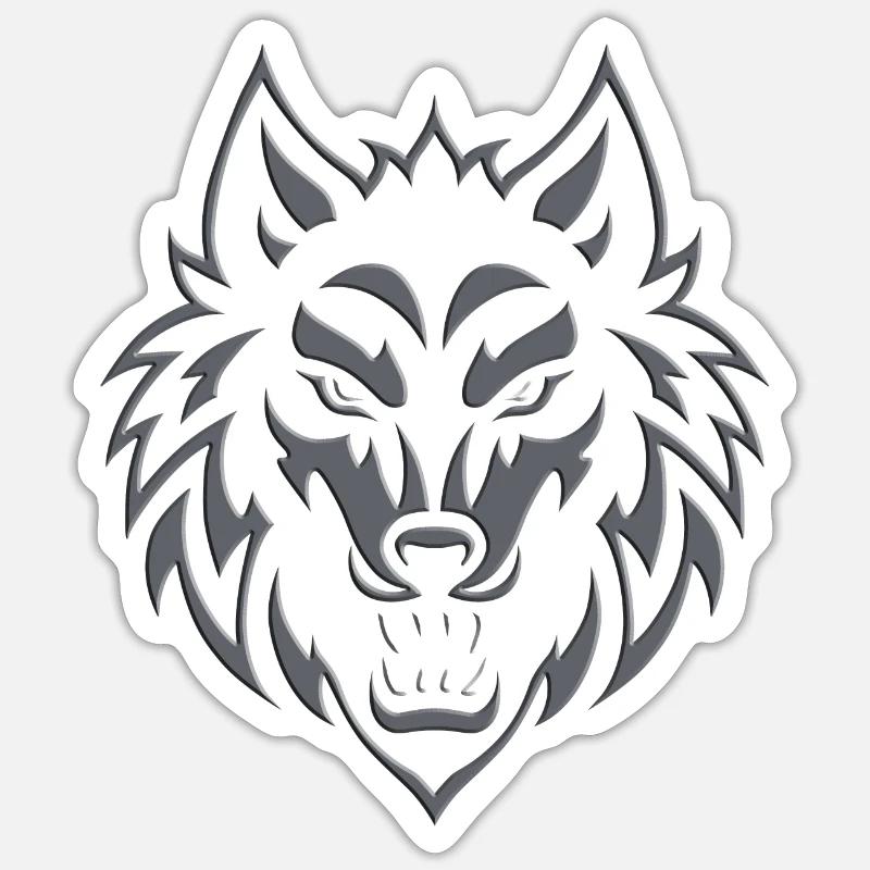 Loup 2024 01 - Sticker taille S (10 x 10 cm) - blanc mat