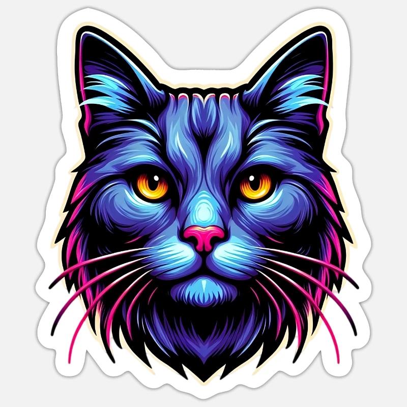 Chat - Sticker taille S (10 x 10 cm) - blanc mat