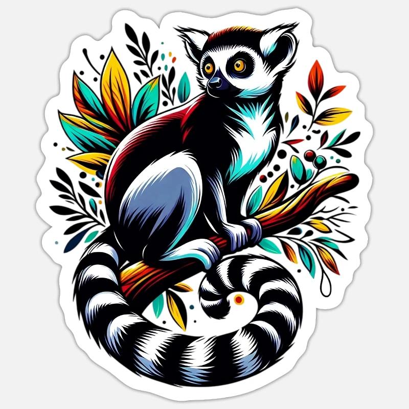 Lemur - Sticker Größe S (10 x 10 cm) - Mattweiß