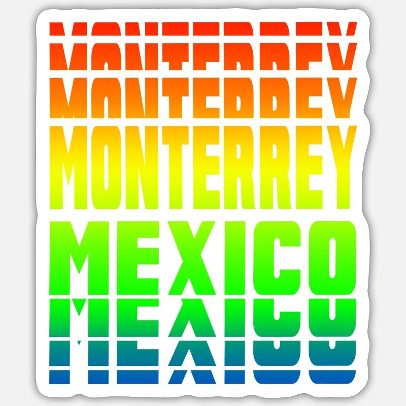 Monterrey Mexiko Regenbogen Design - Sticker Größe S (10 x 10 cm) - Mattweiß