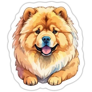 Chow Chow Wasserfarben - Sticker Größe S (10 x 10 cm) - Mattweiß - Vorne