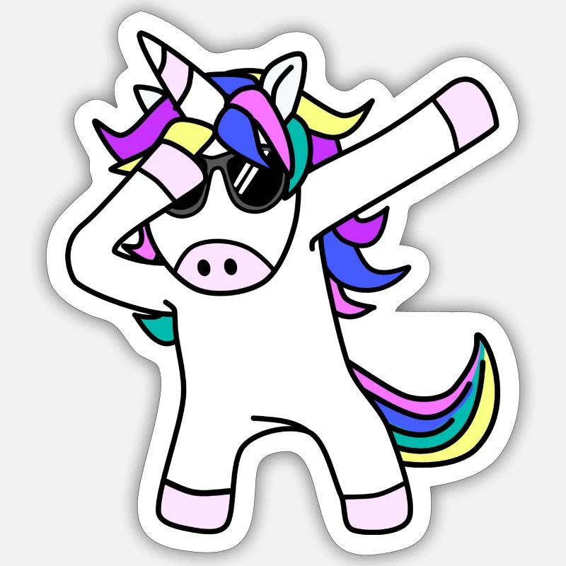 Dabbing Einhorn - Sticker Größe S (10 x 10 cm) - Mattweiß