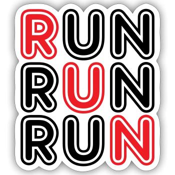 Run Run Run - Marathon Jogging Runner - Sticker Größe S (10 x 10 cm) - Mattweiß - Vorne