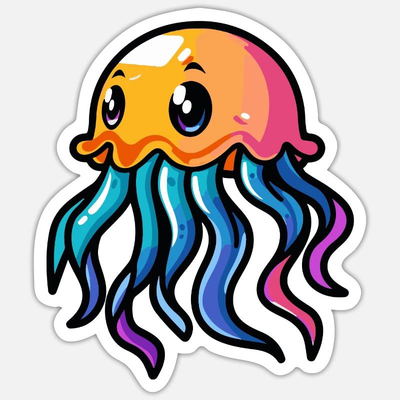 Bande dessinée méduse Sticker taille S (10 x 10 cm)