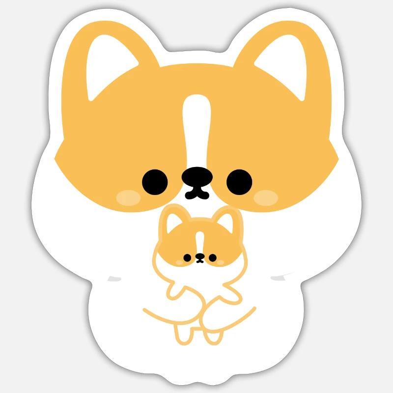 Corgi Liebe - Sticker Größe S (10 x 10 cm) - Mattweiß
