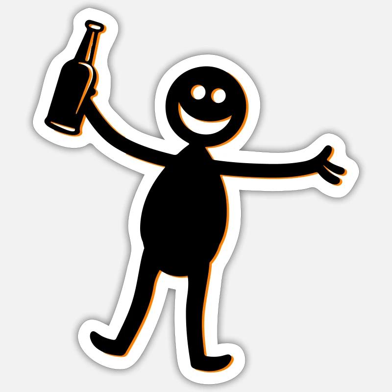 Bier Party Silhouette - Sticker Größe S (10 x 10 cm) - Mattweiß