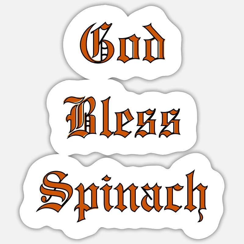 Que Dieu bénisse les épinards - Sticker taille S (10 x 10 cm) - blanc mat