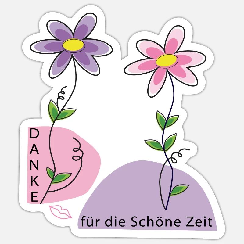Blumenmotiv mit Dankesbotschaft - Sticker Größe S (10 x 10 cm) - Mattweiß