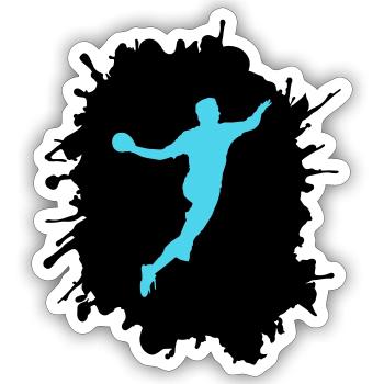 Splatter håndbold - Sticker størrelse S (10 x 10 cm) - mat hvid - Foran