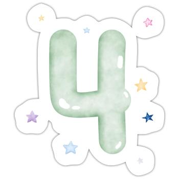 4e anniversaire watercolor étoile - Sticker taille S (10 x 10 cm) - blanc mat - Devant