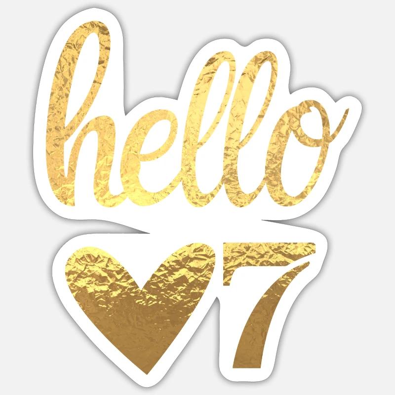 Hello 7 Gold - Sticker size S (10 x 10 cm) - white matte
