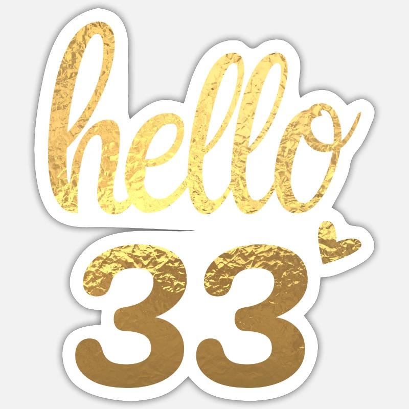 Hello 33 doré Sticker taille S (10 x 10 cm)