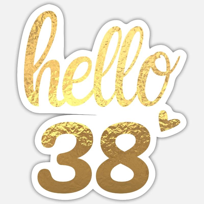 Hello 38 doré Sticker taille S (10 x 10 cm)