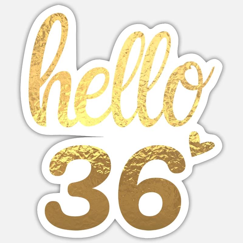 Hello 36 doré Sticker taille S (10 x 10 cm)