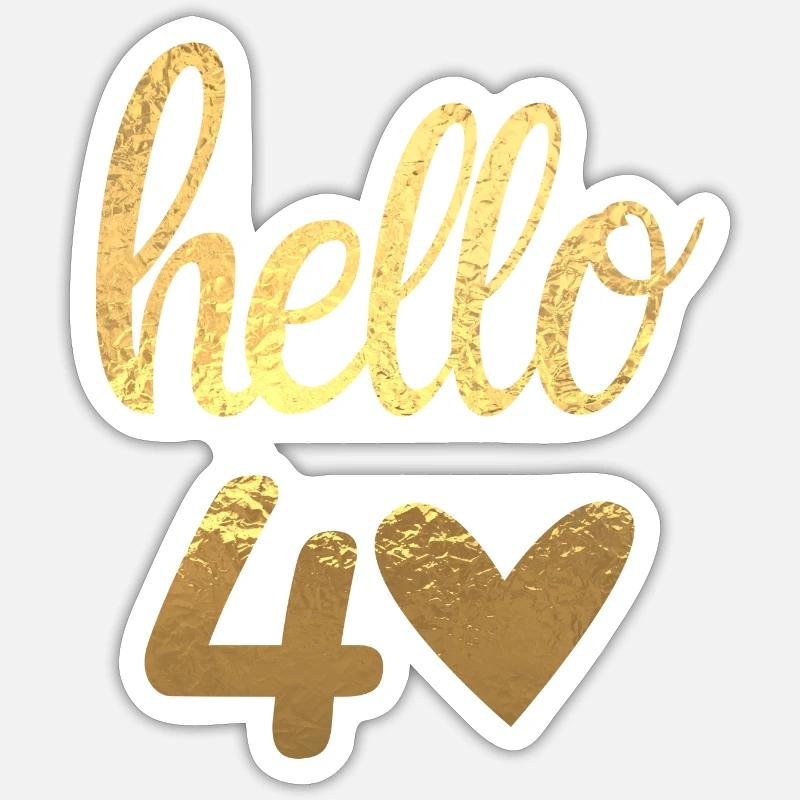 Hello 40 doré - Sticker taille S (10 x 10 cm) - blanc mat