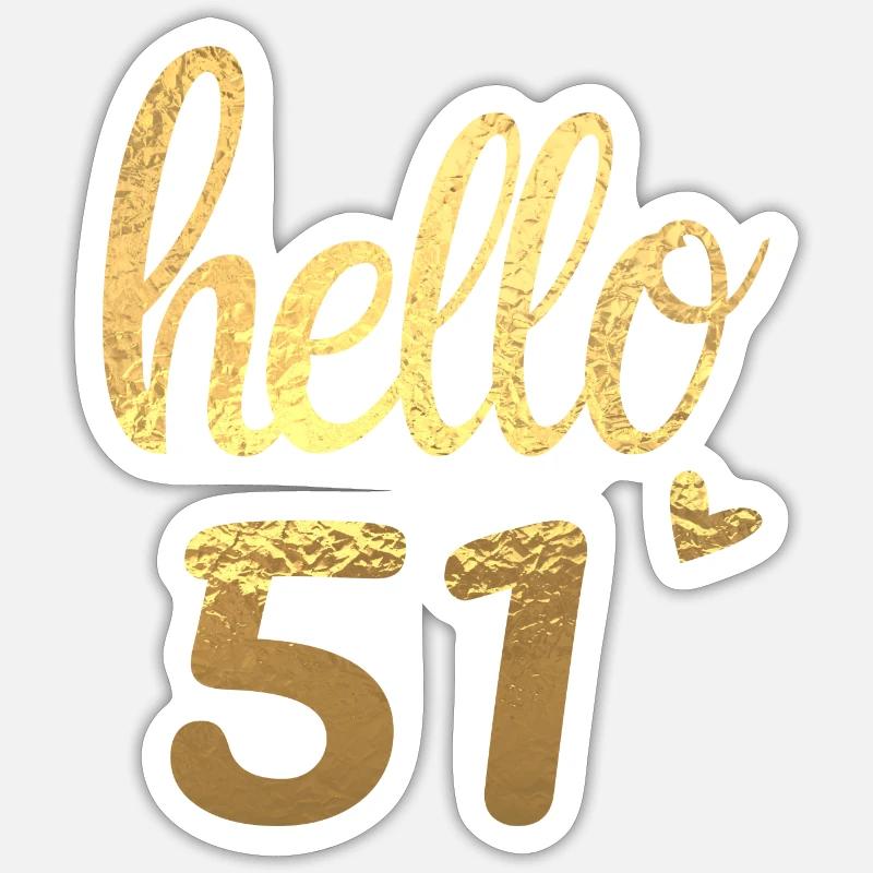 Hello 51 doré - Sticker taille S (10 x 10 cm) - blanc mat
